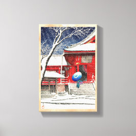Kawase Hasui Sneeuw bij Ueno Kiyomizudo hanga kuns Canvas Afdruk