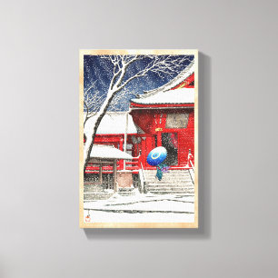 Kawase Hasui Sneeuw bij Ueno Kiyomizudo hanga kuns Canvas Afdruk