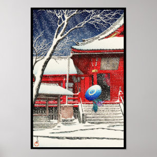 Kawase Hasui Sneeuw bij Ueno Kiyomizudo hanga kuns Poster