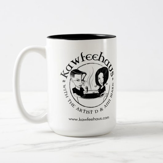 kawfeehaus tweekleurige koffiemok (Links)