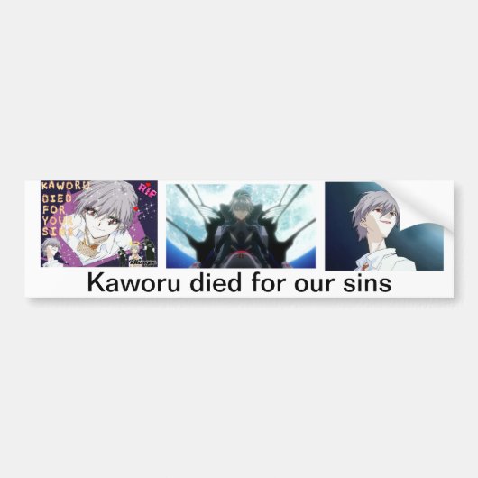 Kaworu stierf voor onze zonden bumpersticker (Voorkant)