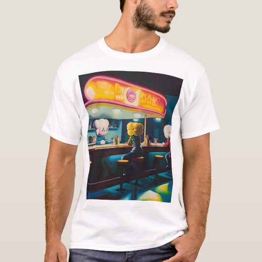 kaws cartoon diner t-shirt (Voorkant)