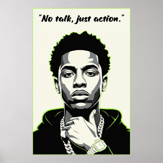 Kay Flock Poster – Geen praat, gewoon actie (Voorkant)