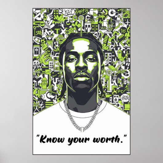 Kay Flock Poster – Know Your Worth Motivation Art (Voorkant)
