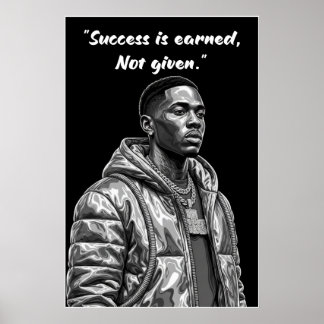 Kay Flock Poster – Succes Wordt Verdiend Motivatie