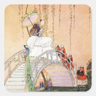 Kay Nielsen's Night in een Chinese tuin Vierkante Sticker