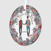 Kay-paar kaukasiaanse mannen met kerstmis ornament (voorkant)