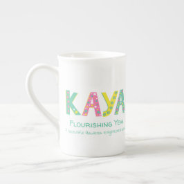 Kaya naam grafische bloemen groene gele roze sterr porselein kop