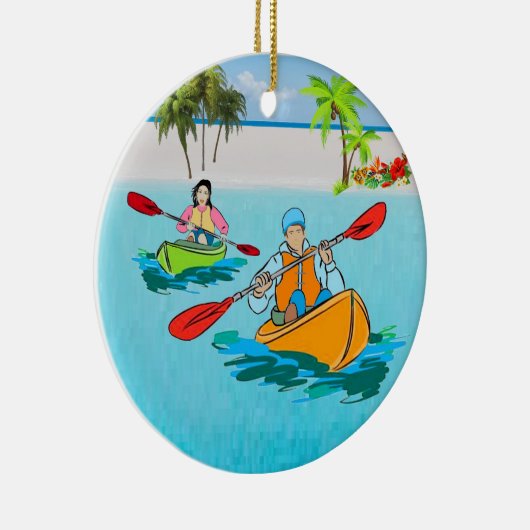 Kayak Adventures Keramisch Ornament (Rechts)