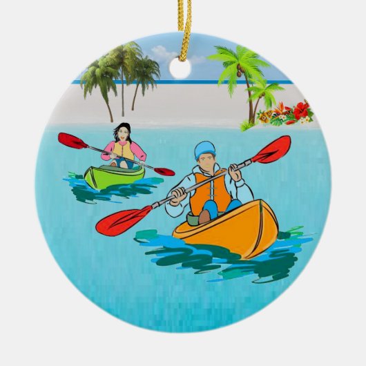 Kayak Adventures Keramisch Ornament (Voorkant)