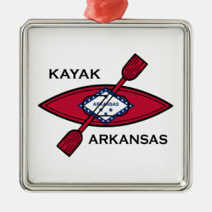 Kayak Arkansas Flag Metalen Ornament