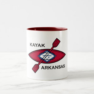 Kayak Arkansas Flag Tweekleurige Koffiemok