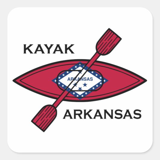 Kayak Arkansas Flag Vierkante Sticker (Voorkant)