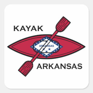 Kayak Arkansas Flag Vierkante Sticker