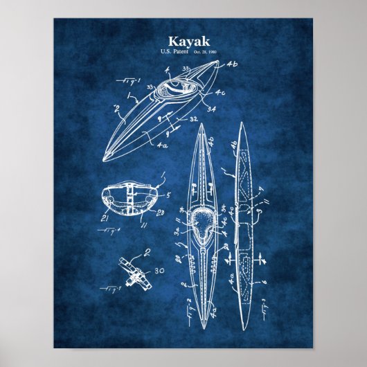 Kayak Blueprint Lakehouse Wall Decor Poster (Voorkant)