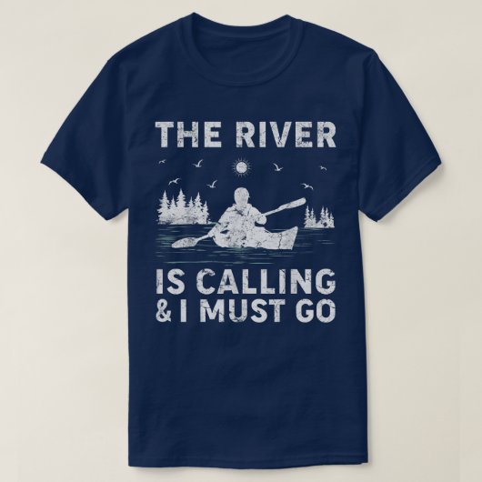 Kayak Boat Kayaking de rivier roept de rivier en i T-shirt (Design voorkant)