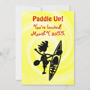 Kayak Canoe Joyful Silhouette Invitation Kaart