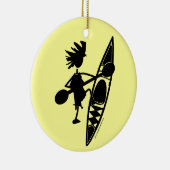 Kayak Canoe Joyful Silhouette Keramisch Ornament (Rechts)
