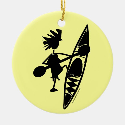 Kayak Canoe Joyful Silhouette Keramisch Ornament (Voorkant)