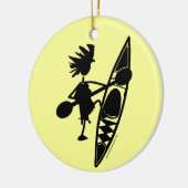 Kayak Canoe Joyful Silhouette Keramisch Ornament (Links)