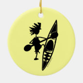Kayak Canoe Joyful Silhouette Keramisch Ornament (Achterkant)
