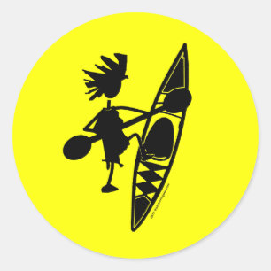 Kayak Canoe Joyful Silhouette Ronde Sticker