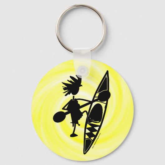 Kayak Canoe Joyful Silhouette Sleutelhanger (Voorkant)
