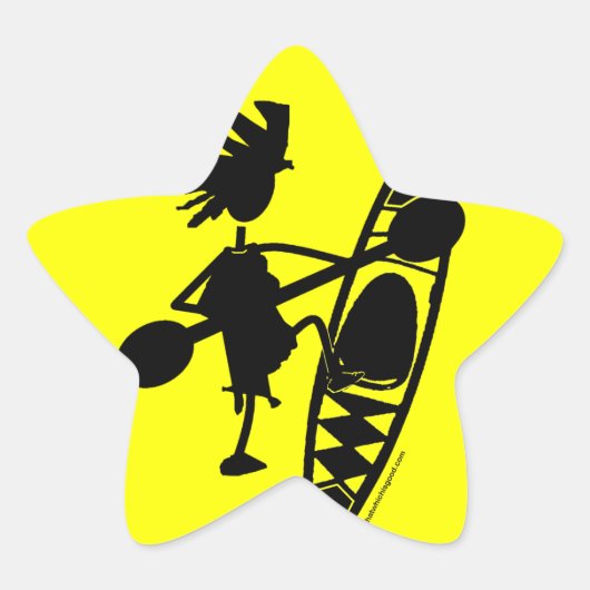 Kayak Canoe Joyful Silhouette Ster Sticker (Voorkant)