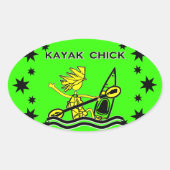 Kayak Chick Design & Dingen Ovale Sticker (Voorkant)