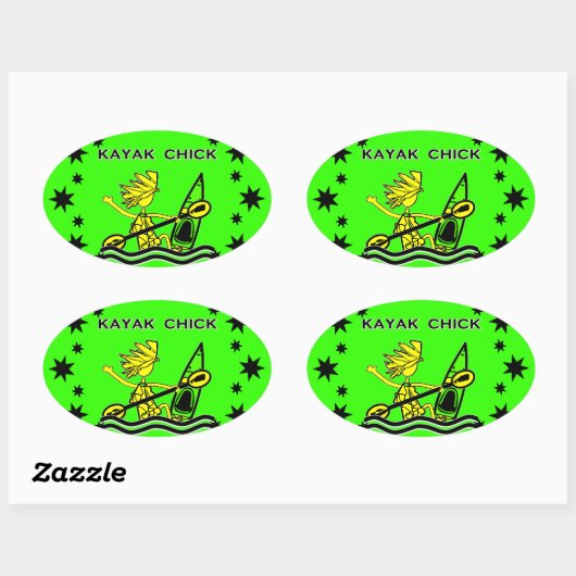 Kayak Chick Design & Dingen Ovale Sticker (Vel)