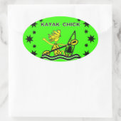 Kayak Chick Design & Dingen Ovale Sticker (Tas)