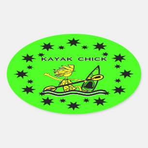 Kayak Chick Design & Dingen Ovale Sticker