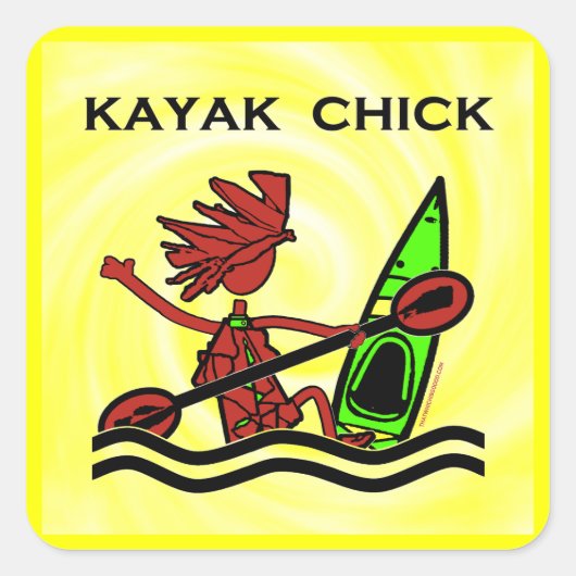 Kayak Chick Design & Dingen Vierkante Sticker (Voorkant)