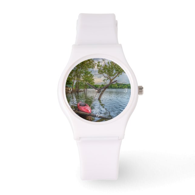 Kayak die drijft op het meer van Table Rock Horloge (Voorkant)