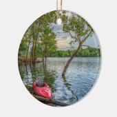 Kayak die drijft op het meer van Table Rock Keramisch Ornament (Links)