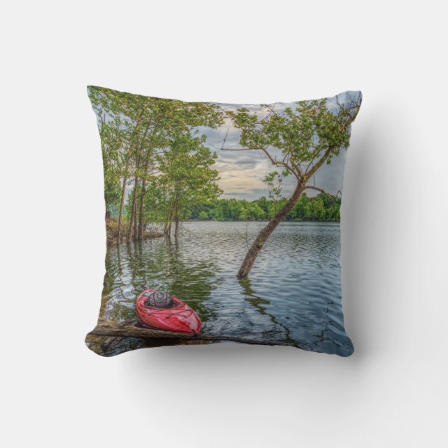 Kayak die drijft op het meer van Table Rock Kussen (Voorkant)