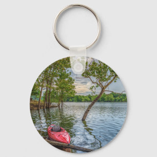 Kayak die drijft op het meer van Table Rock Sleutelhanger