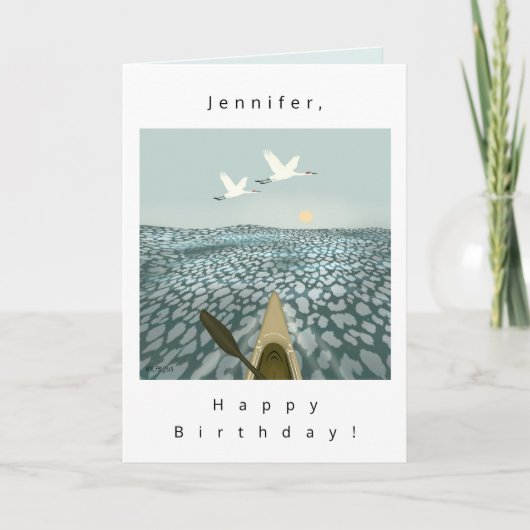 Kayak en Sandhill kanen over wateruitnodiging (Voorkant)