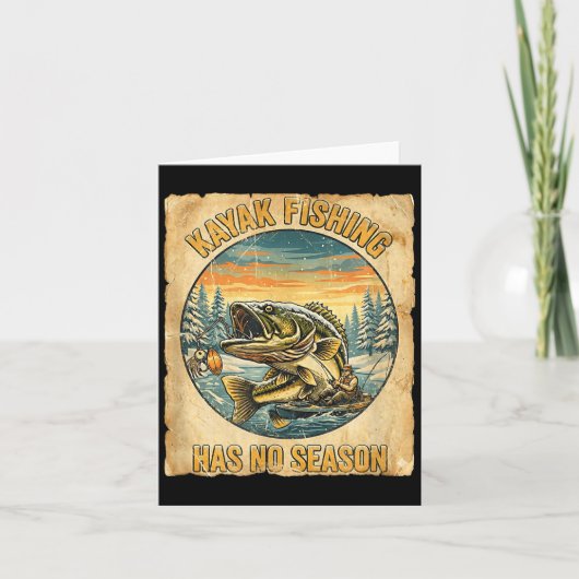 Kayak Fishing Has No Season Funny Winter Fishing  Kaart (Voorkant)