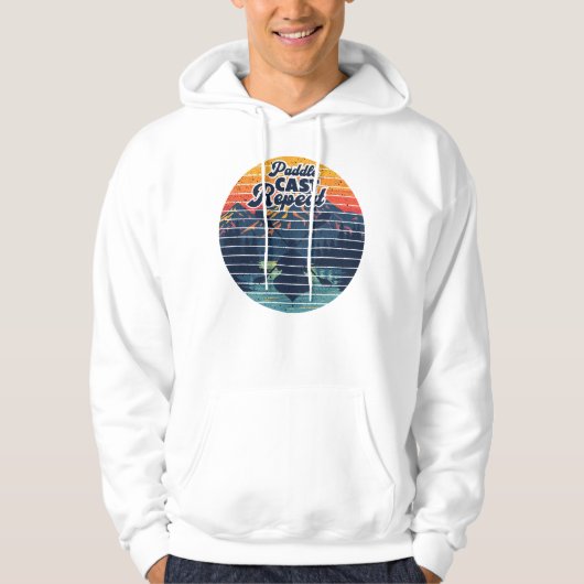 Kayak Fishing Paddle Retro Sunset Hoodie (Voorkant)