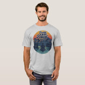 Kayak Fishing Paddle Retro Sunset T-shirt (Voorkant volledig)