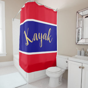 KAYAK Fun Patriotic Helder Rood Wit Blauw Strepen Douchegordijn