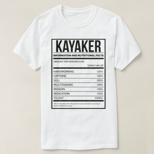 Kayak Funny Kayaking Nutrition Label_818 T-shirt (Design voorkant)
