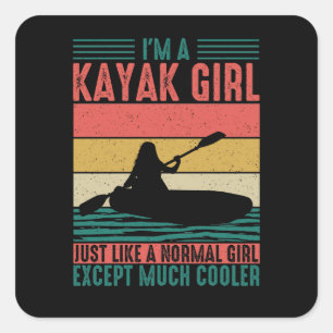 Kayak Girl, maar koeler Vierkante Sticker