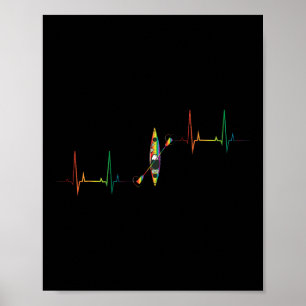 Kayak Hartslag Bootliefhebber Canoën Kayakken Pedd Poster