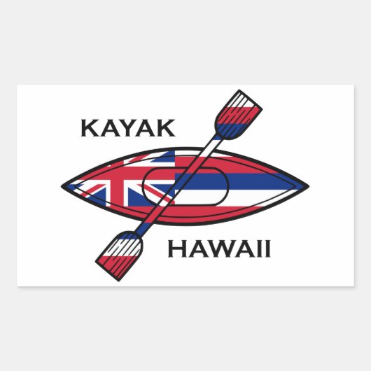 Kayak Hawaii Flag Rechthoekige Sticker (Voorkant)