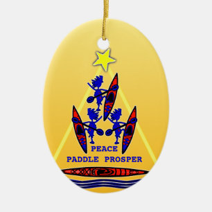 Kayak Holiday Paddle ~ Peace Paddle Prosper Cerami Keramisch Ornament