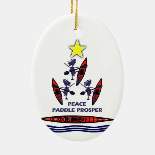 Kayak Holiday Paddle ~ Peace Paddle Prosper Keramisch Ornament (Achterkant)