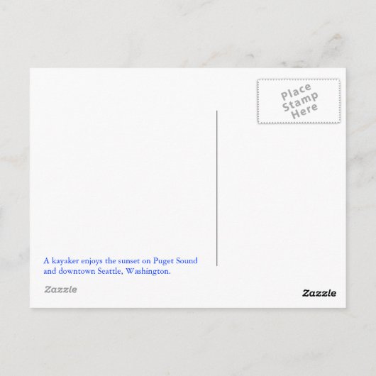 Kayak in Seattle Sunset Briefkaart (Achterkant)