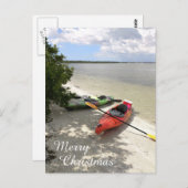 Kayak is op het strand, Kayak Kerstmis Briefkaart (Voorkant / Achterkant)